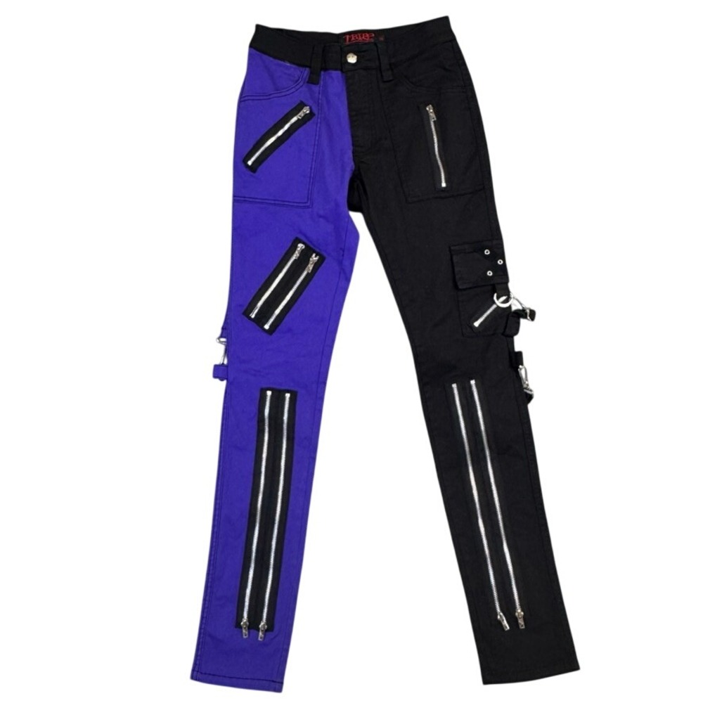 Tripp NYC Split Purple Black Zipper Cargo Pants Gothic Punk 26